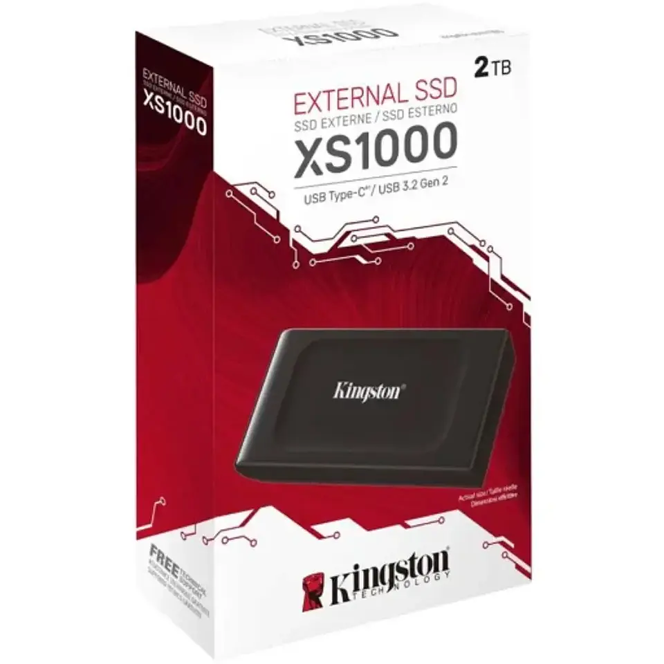 2TB Unidad SSD Externa Kingston XS1000, USB 3.2 Gen 2, Hasta 1050MB/s 1