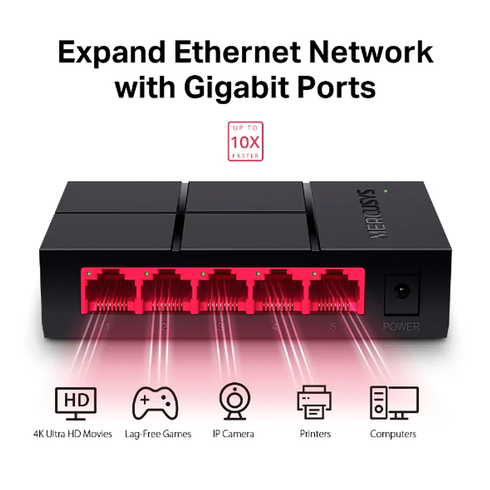 Switch 5 Puertos Gigabit 10/100/1000 Mercusys MS105G 2