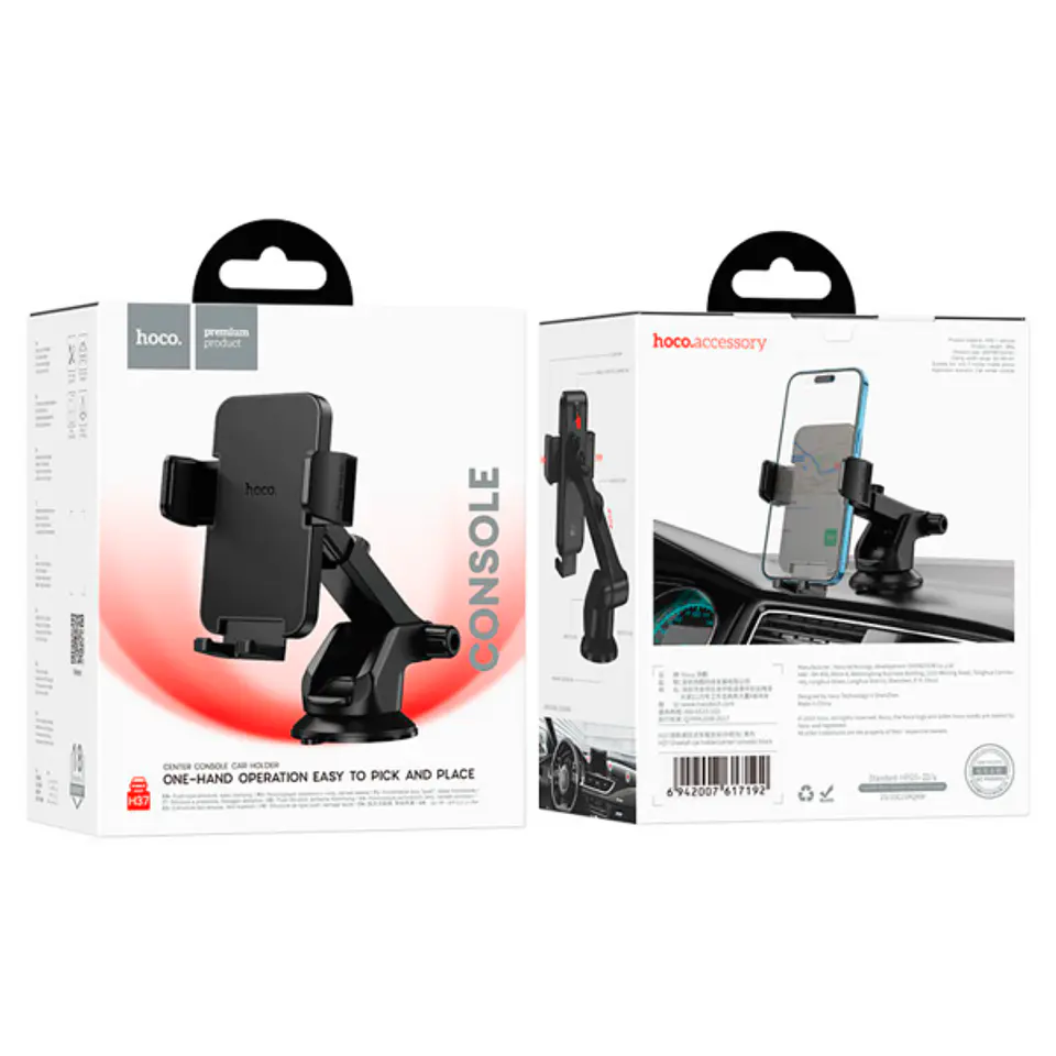 Soporte De Auto Tablero Parabrisas Hoco H37 Negro 3