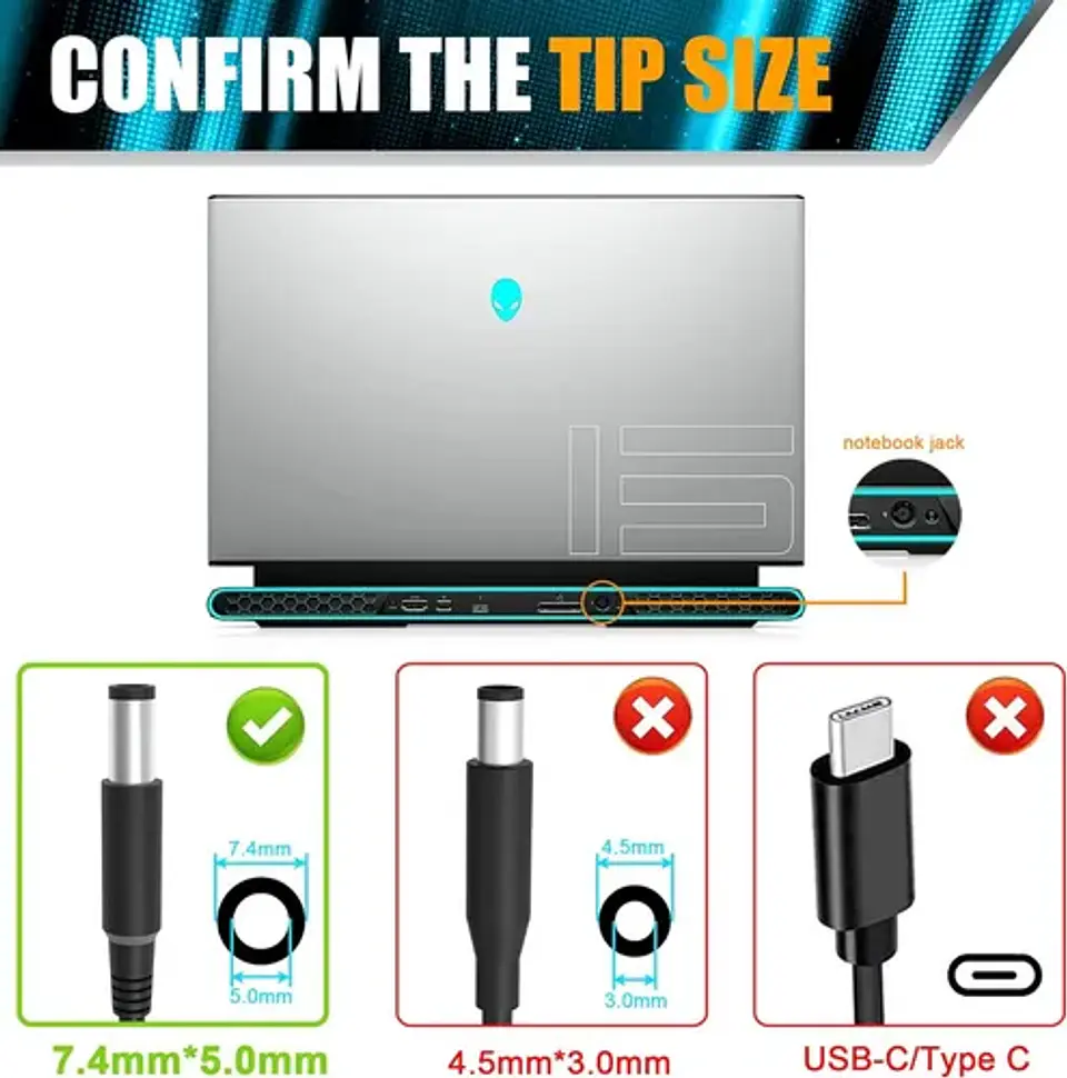 Cargador de notebook DELL 19.5V 9.23A 7.4mm*5.0mm 180W DBLUE  2