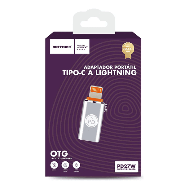 Adaptador portatil TIPO-C A LIGTNING GRIS  2