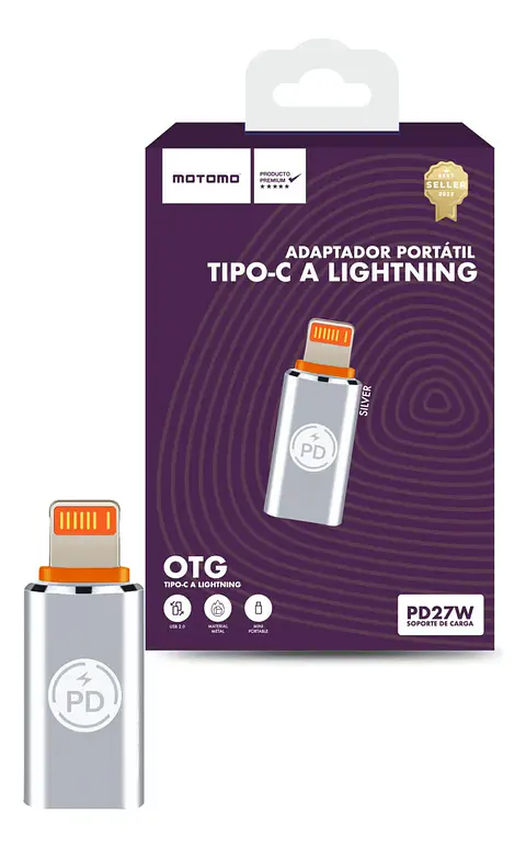 Adaptador portatil TIPO-C A LIGTNING GRIS 