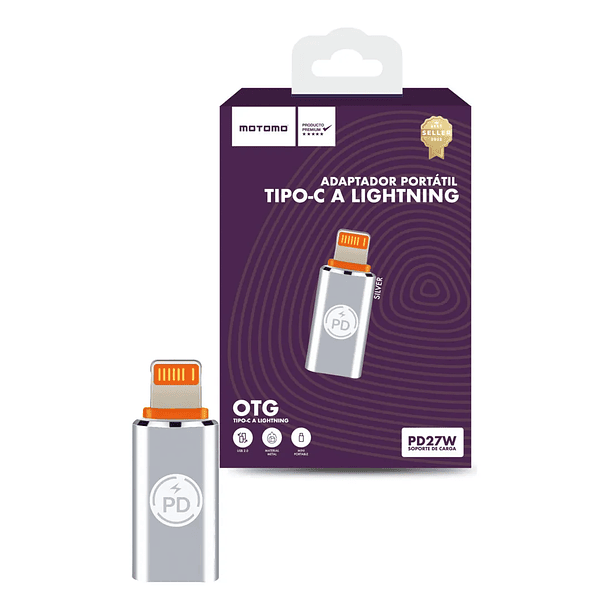 Adaptador portatil TIPO-C A LIGTNING GRIS  1