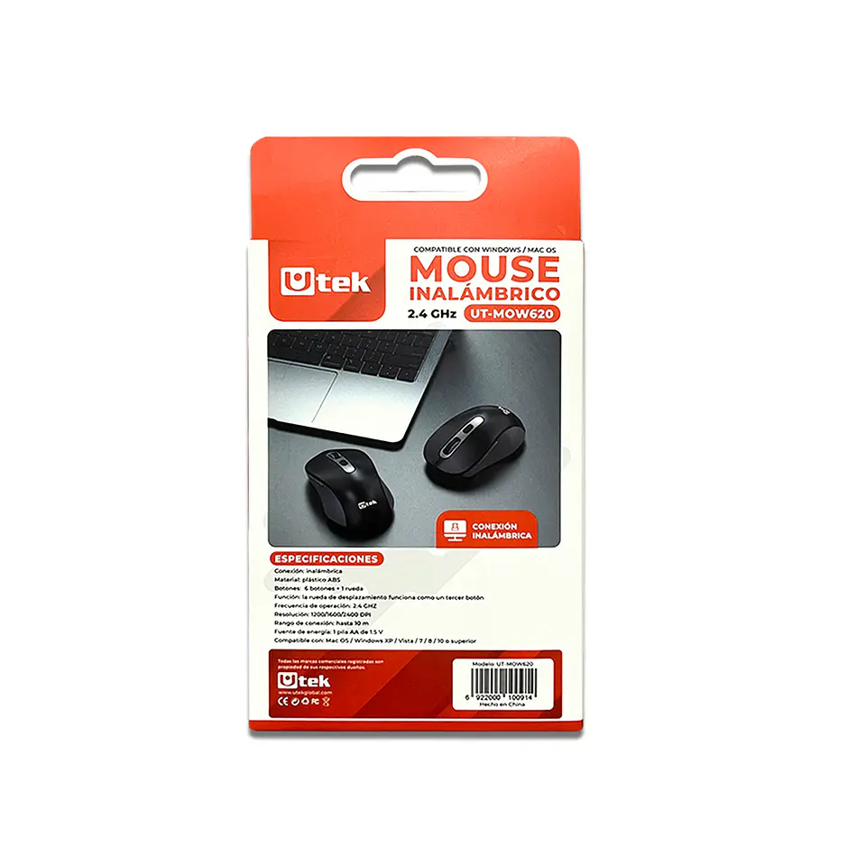 Mouse inalámbrico 2.4G 6 BOTONES UTEK  7