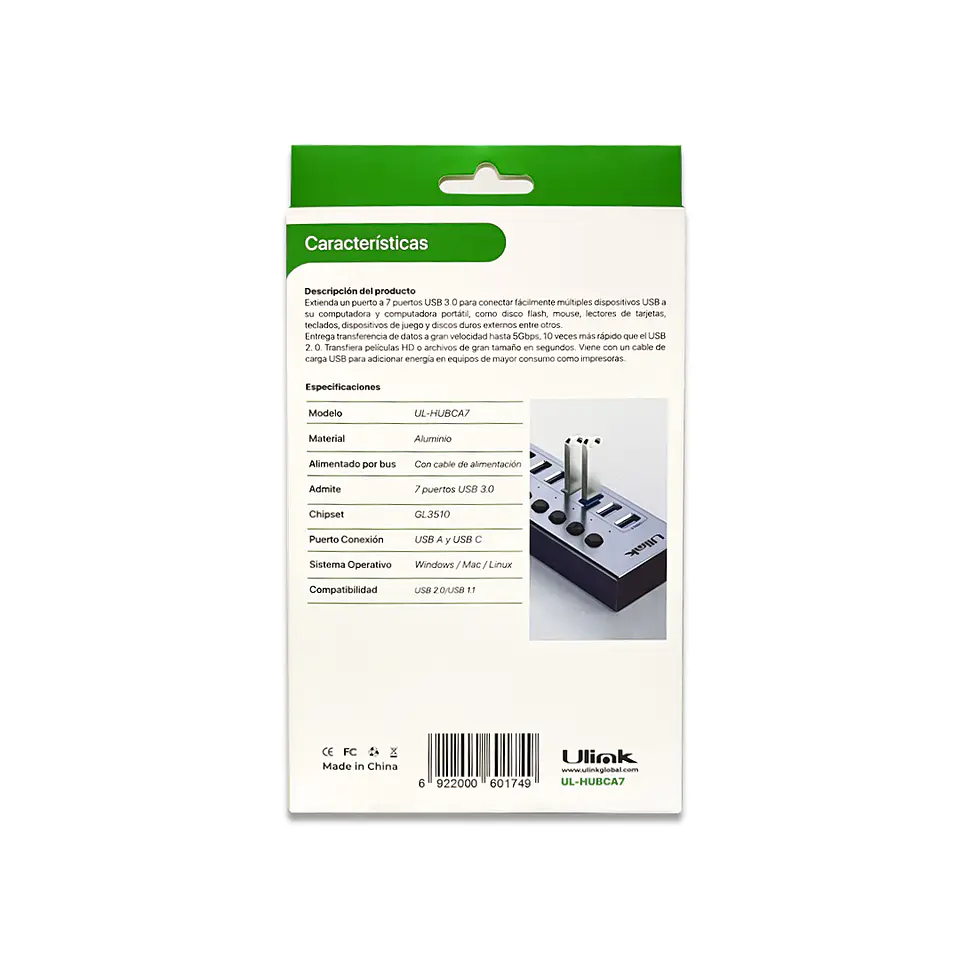 HUB DUAL USB-C y USB 7 puertos USB 3.0 4