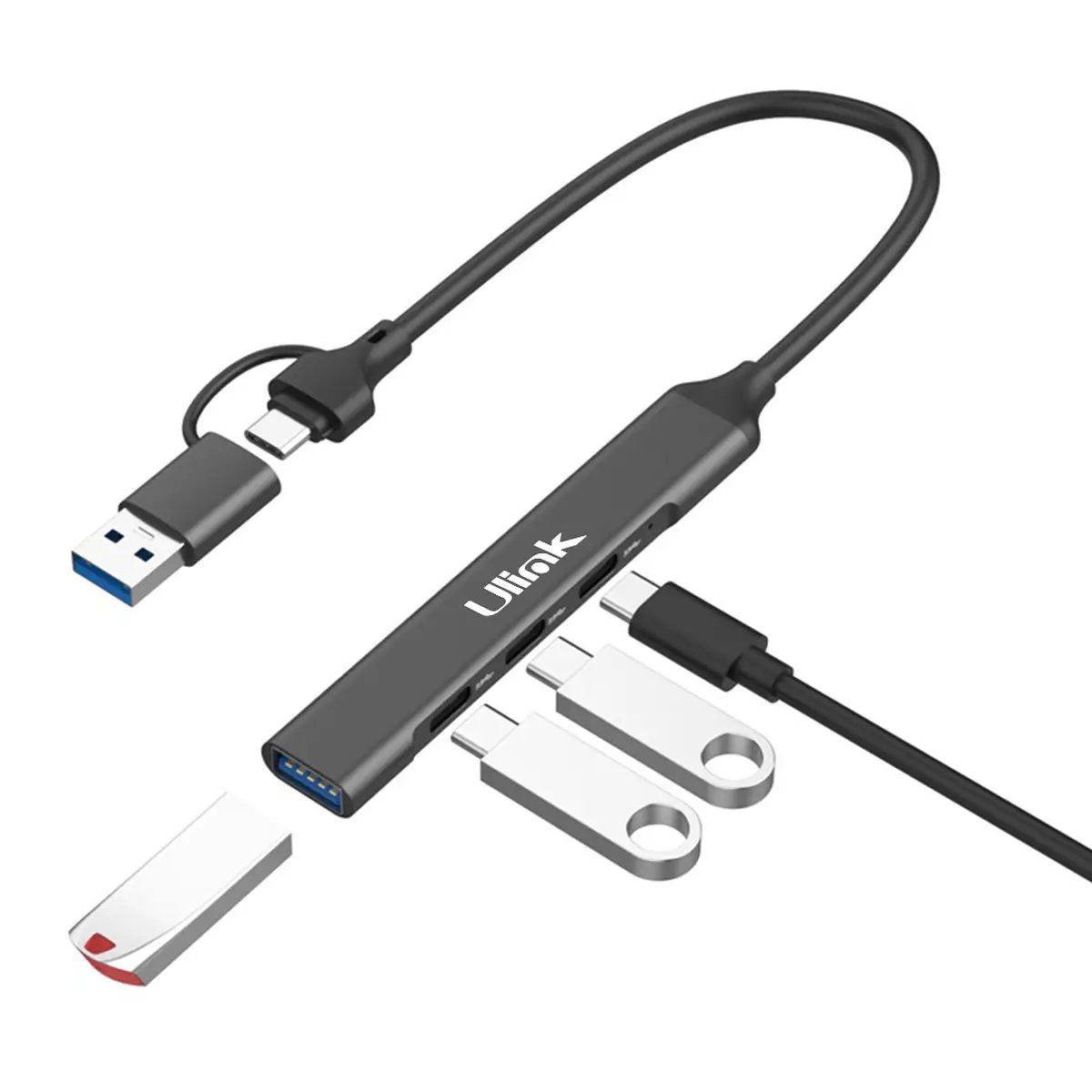 HUB DUAL USB-C y USB 4 Puertos (3 TIPO C + 1 USB 3.0) | Easytech store