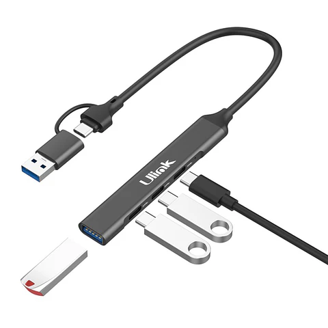 HUB DUAL USB-C y USB 4 Puertos (3 TIPO C + 1 USB 3.0)