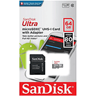 Memoria microSD 80mb/s Sandisk Clase 10 64GB 1