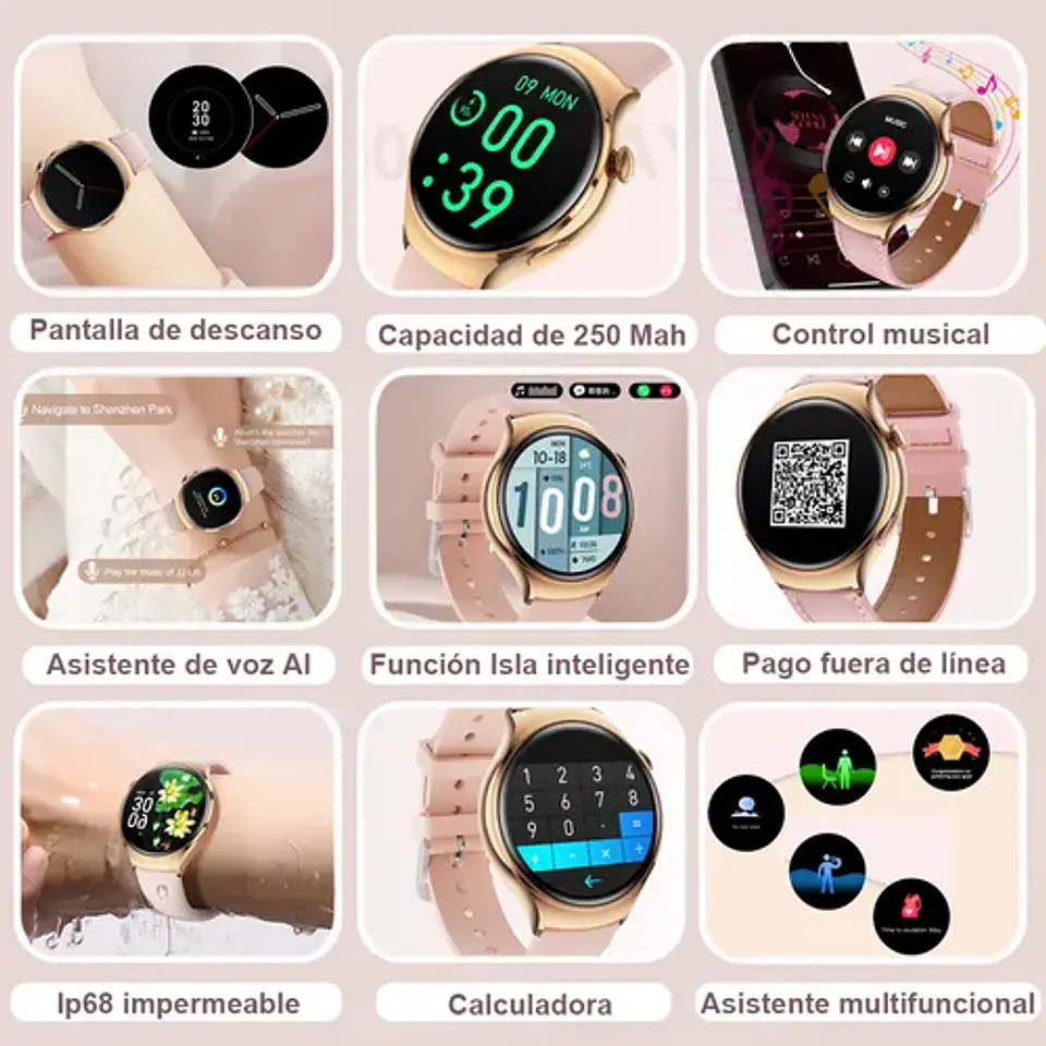 Reloj inteligente GT4 MINI GS GEAR HOCO MUJER GRIS  2