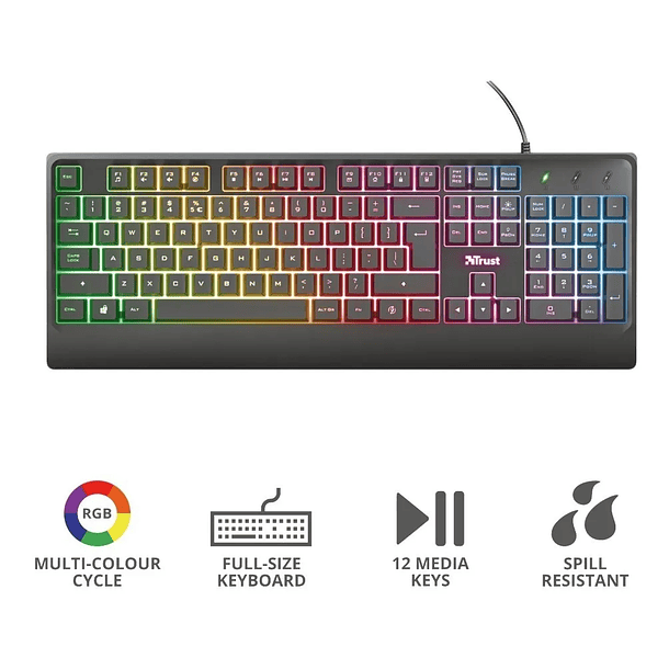 Teclado Gamer TRUST Ziva membrana  3