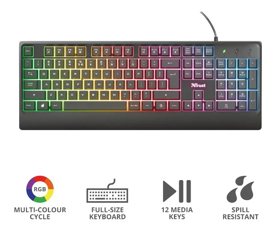 Teclado Gamer TRUST Ziva membrana  3