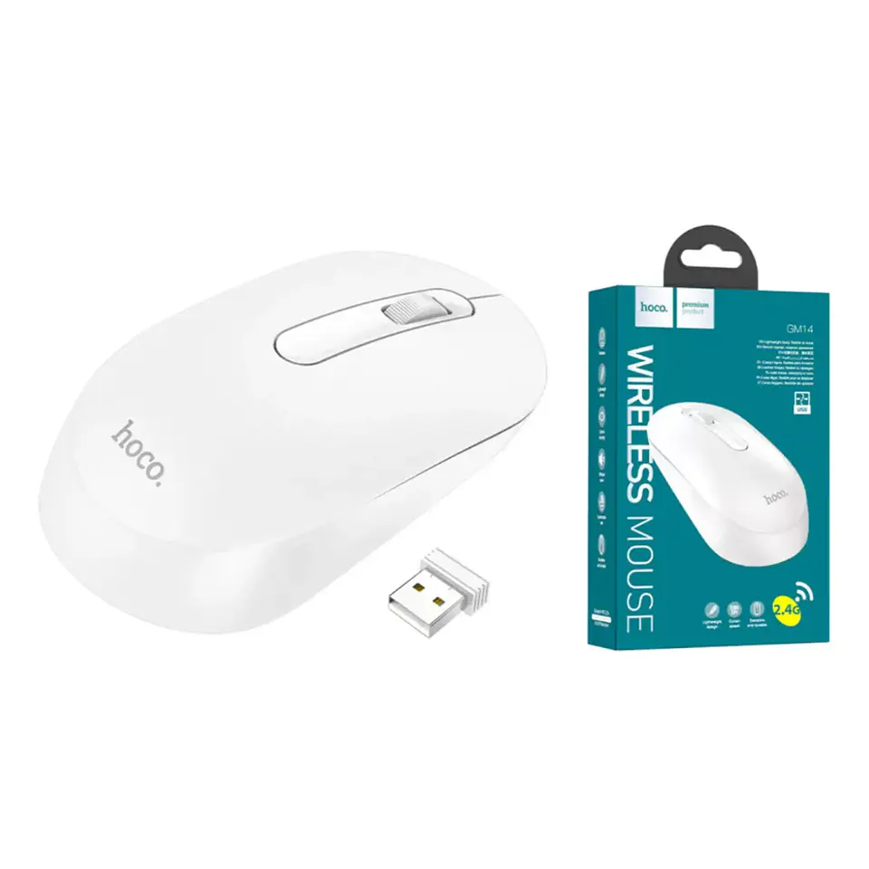 Mouse inalámbrico HOCO GM14 1200DPI Blanco  1
