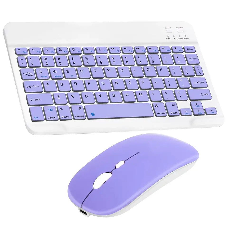 Teclado con mouse bluetooth recargable LILA  2
