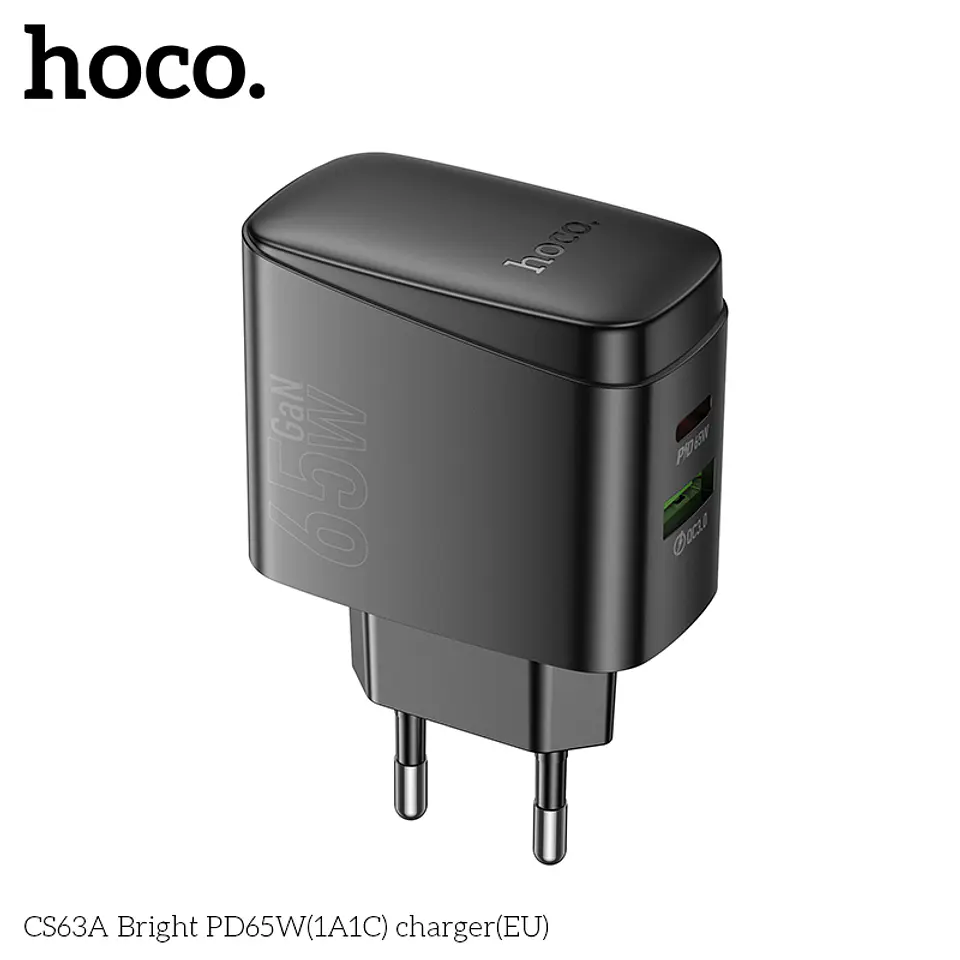 Cargador Carga Rapida Hoco Cs63a 65w Negro 2