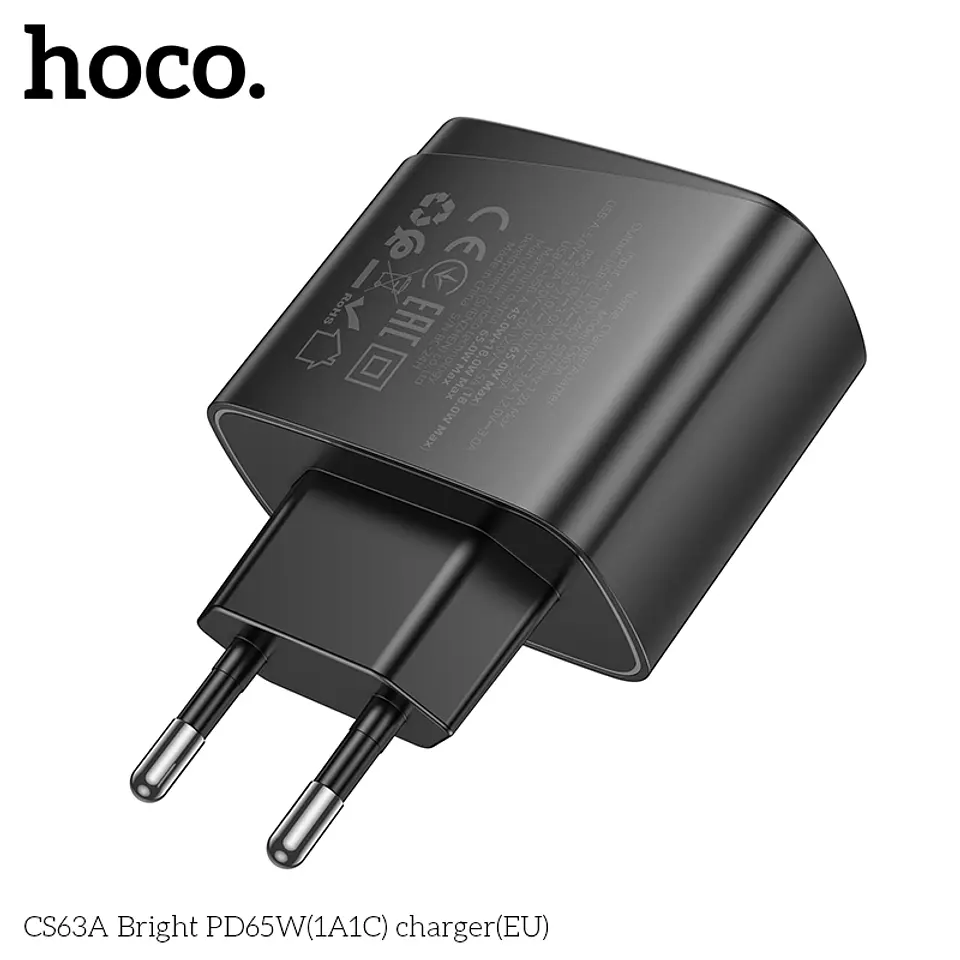 Cargador Carga Rapida Hoco Cs63a 65w Negro 3