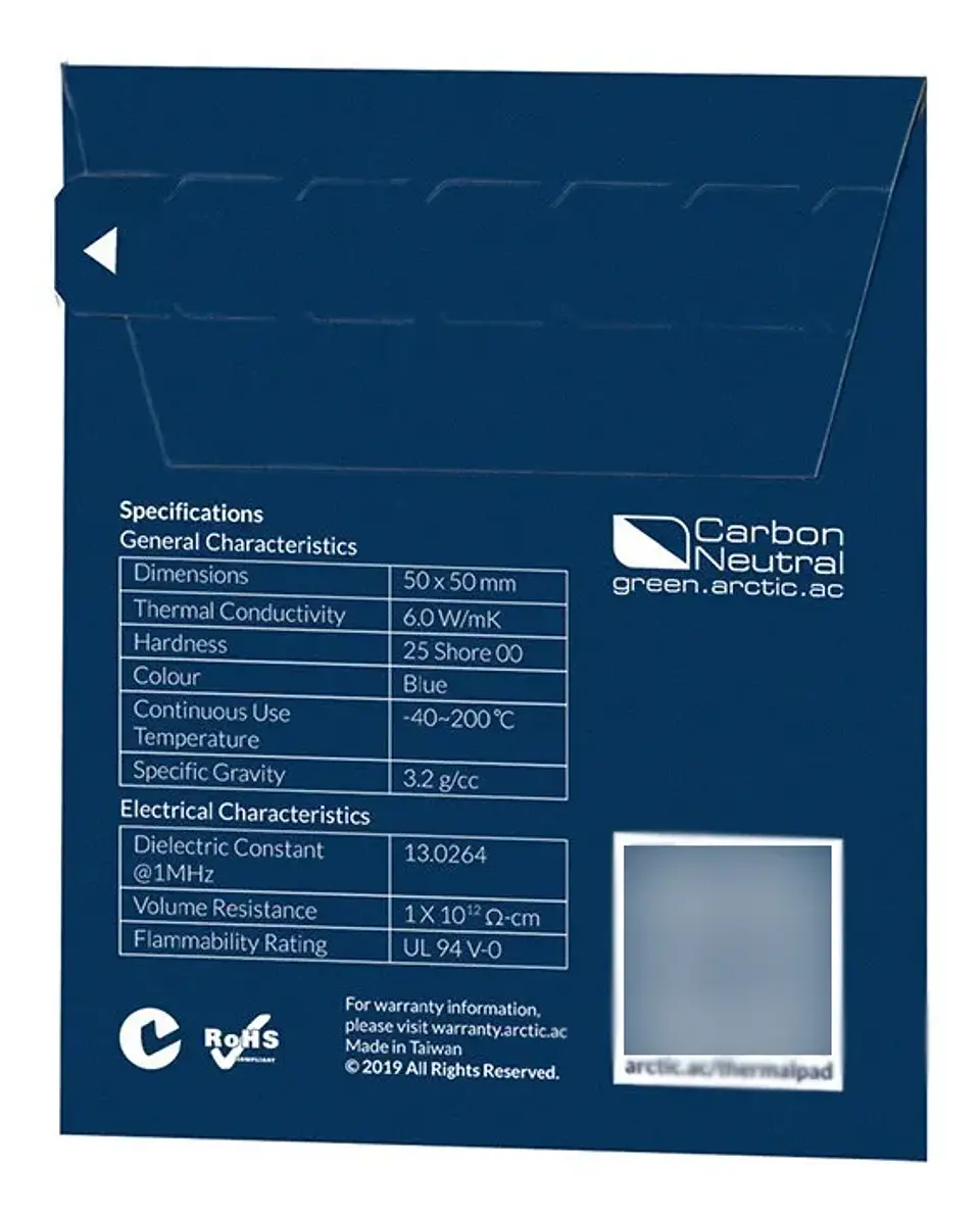 Thermal Pad Arctic (50x50mm, 1.0mm Espesor)  2