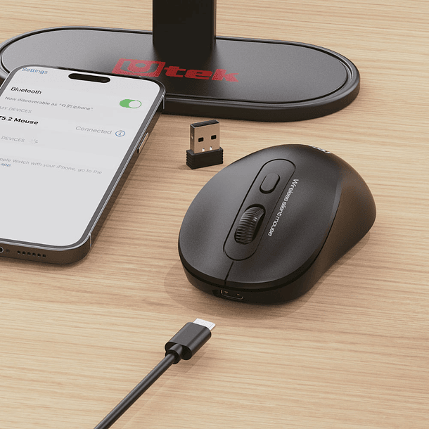 Mouse Inalámbrico 2,4Ghz + Bluetooth recargable USB-C / Mod. UT-MO750R 2