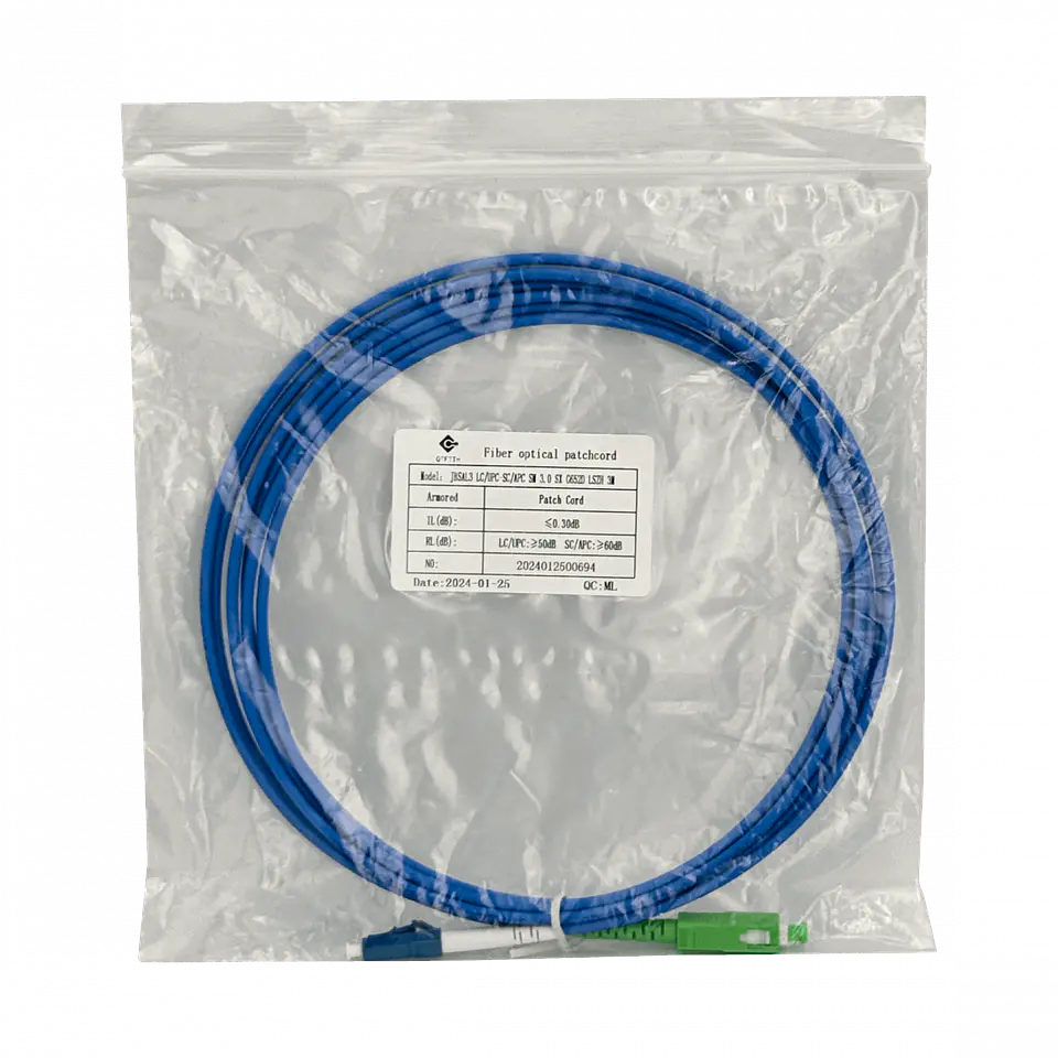 Cable de fibra Blindado 3mt LC/UPC-SC/APC SM Simplex JumperFibra 3.0mm 9/125um  3