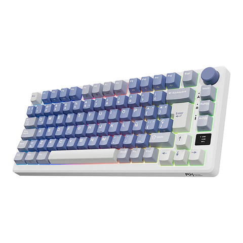 RK ROYAL KLUD M75 Teclado mecánico español 81 teclas RGB retroiluminado 2,4G inalámbrico/Bluetooth/USB-C Ocean Blue