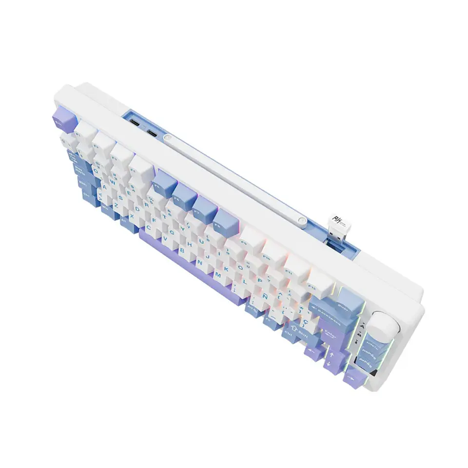 RK ROYAL KLUD M75 Teclado mecánico español 81 teclas RGB retroiluminado 2,4G inalámbrico/Bluetooth/USB-C Taro Milk 3