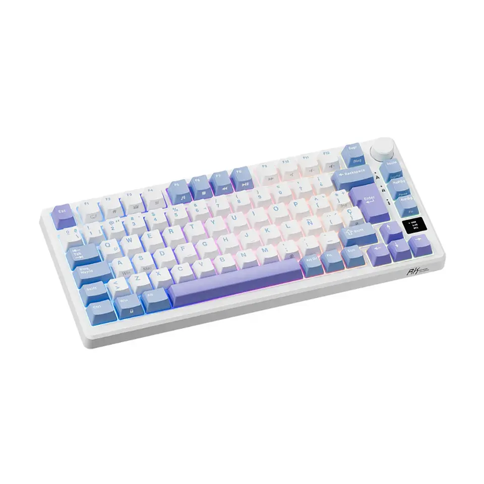 RK ROYAL KLUD M75 Teclado mecánico español 81 teclas RGB retroiluminado 2,4G inalámbrico/Bluetooth/USB-C Taro Milk 4