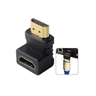 Copla HDMI macho hembra 90 grados dorada 1