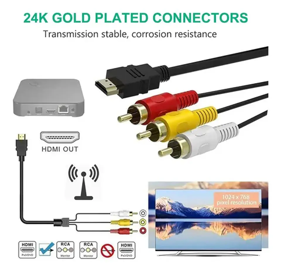 Cable HDMI a RCA macho macho, audio y video 3