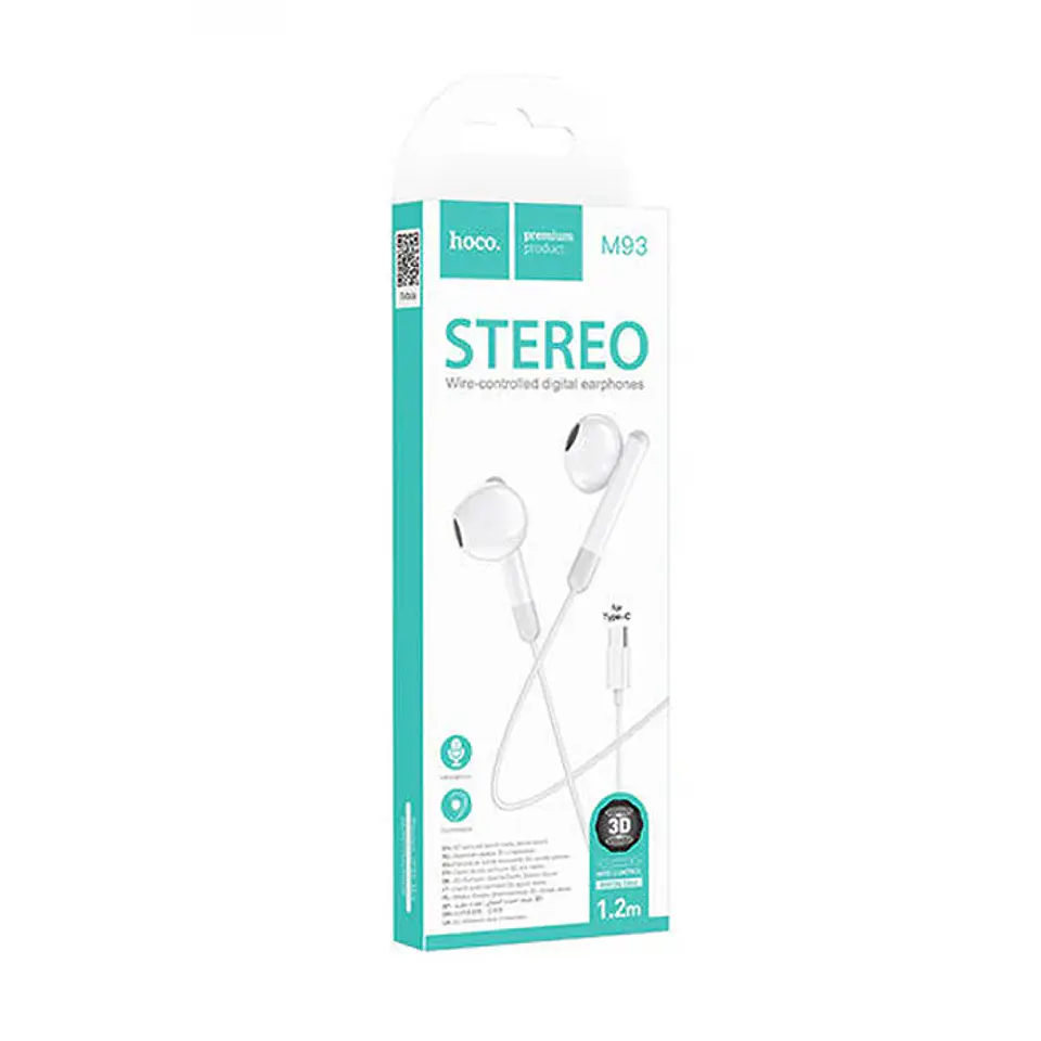 Audífono USB-C con cable M93 hoco Blanco 2