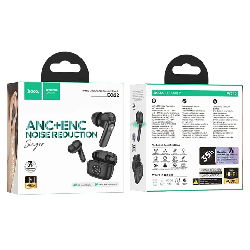 Audifonos BT 5.4 ANC+ENC noise reduction EQ22 Negro 3