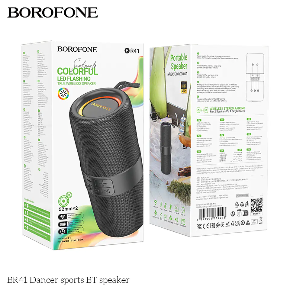 Parlante Borofone BR41 Colorfull LED NEGRO  3