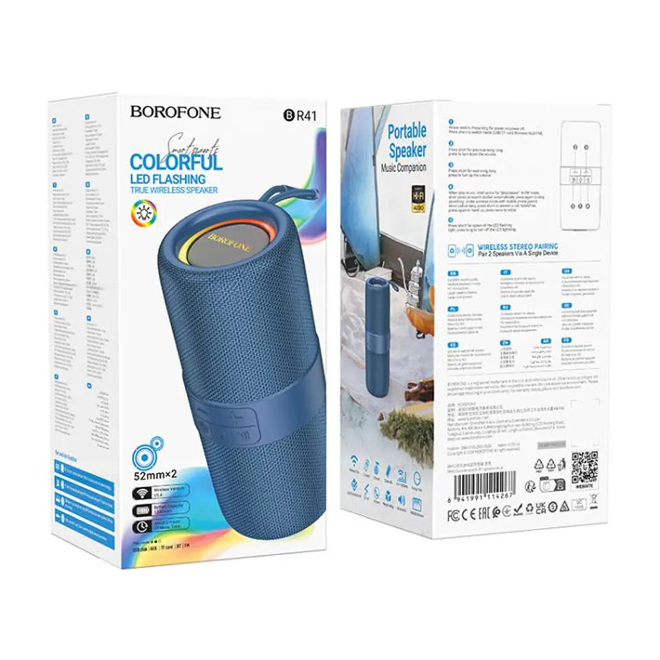 Parlante Borofone BR41 Colorfull LED AZUL  3