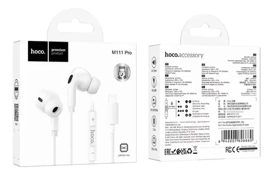 Audífono Lightning M111 con cable blanco  4