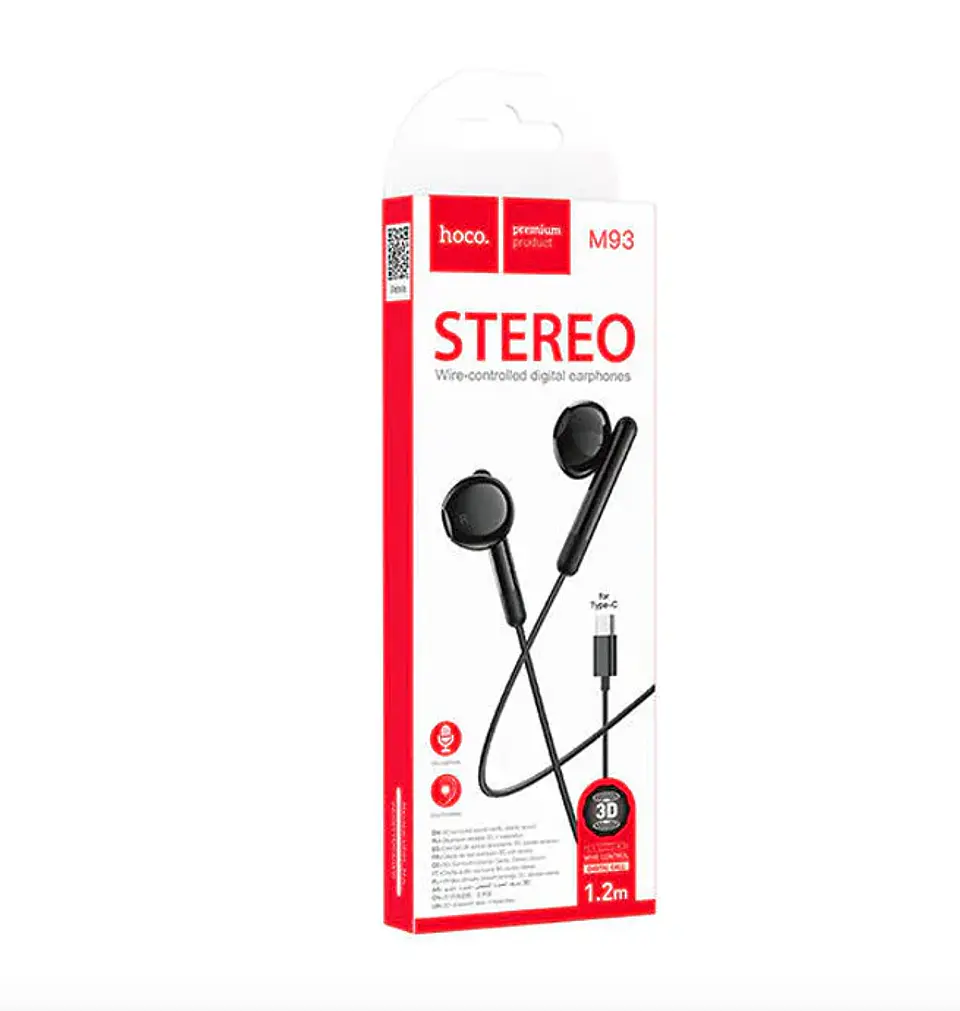 Audífono USB-C con cable M93 hoco Negro  2