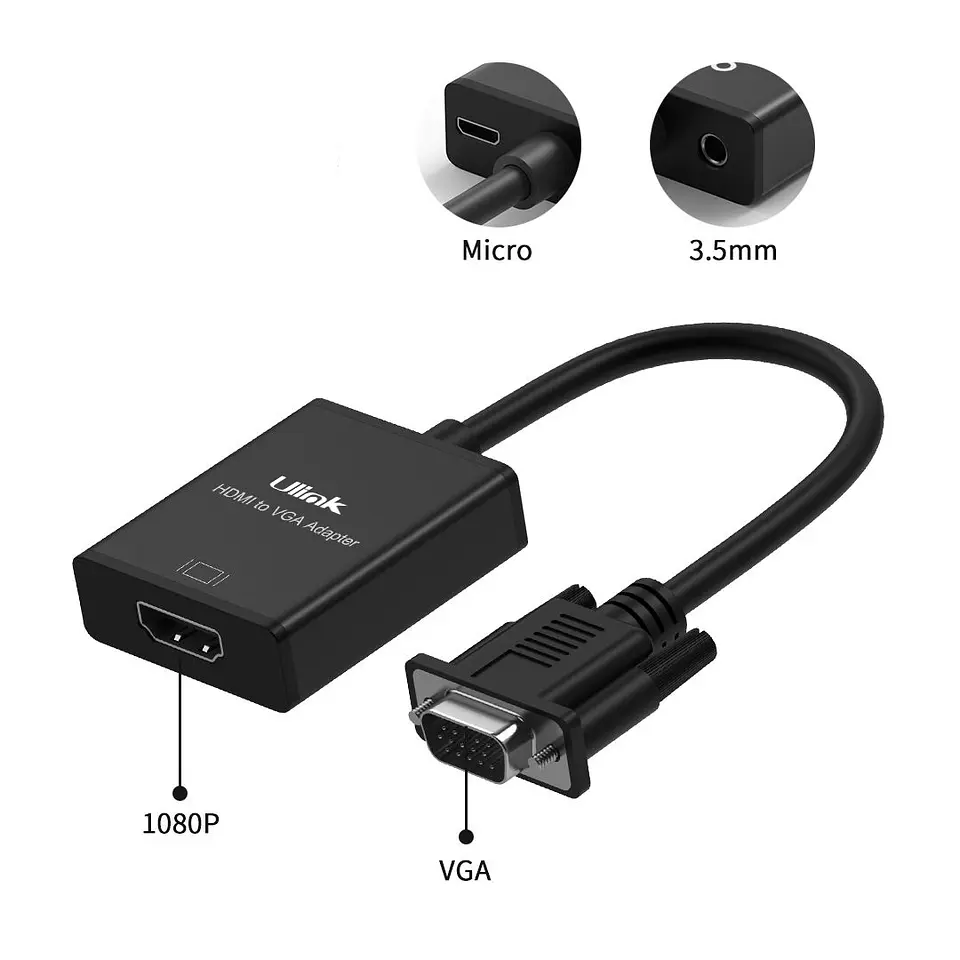 Adaptador conversor VGA a HDMI con audio  3