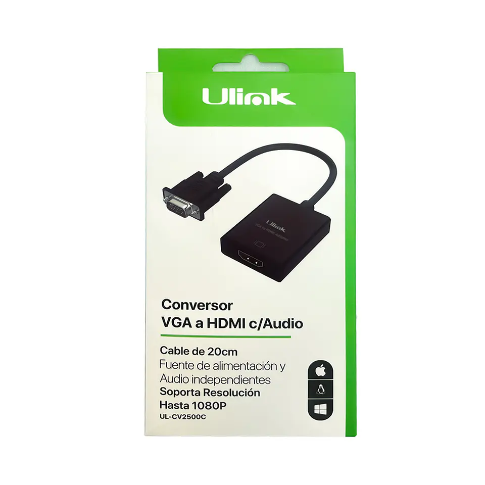 Adaptador conversor VGA a HDMI con audio  5