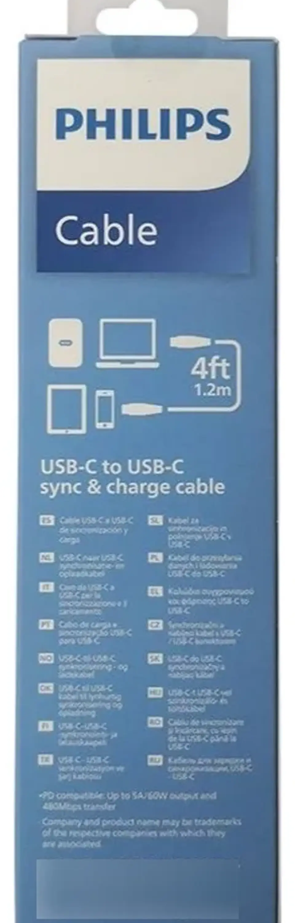 Cable USB-C a USB-C 60W 1 metro Philips 3