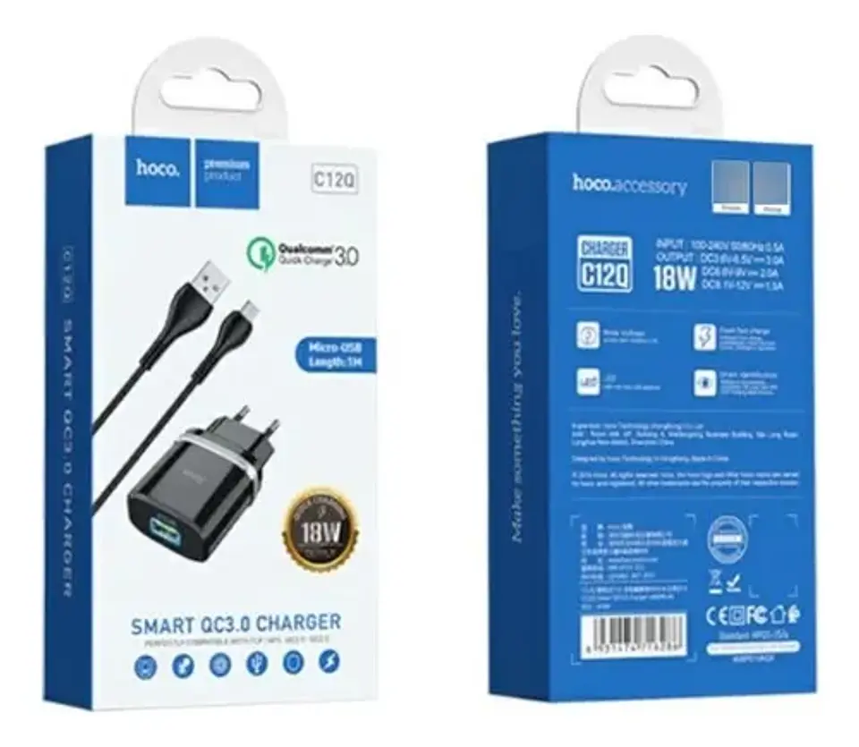 Cargador hoco C12Q Micro USB QC3.0 3