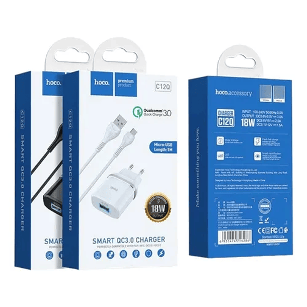 Cargador hoco C12Q Micro USB QC3.0 4