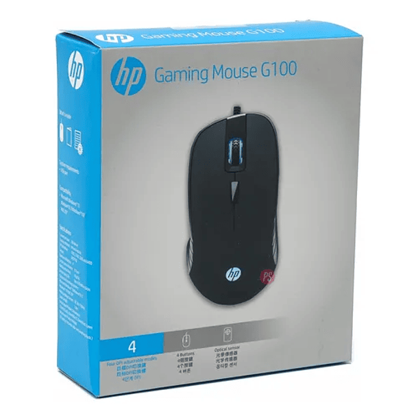 Mouse Gamer Hp G100 Iluminacion Led Azul Color Negro 2