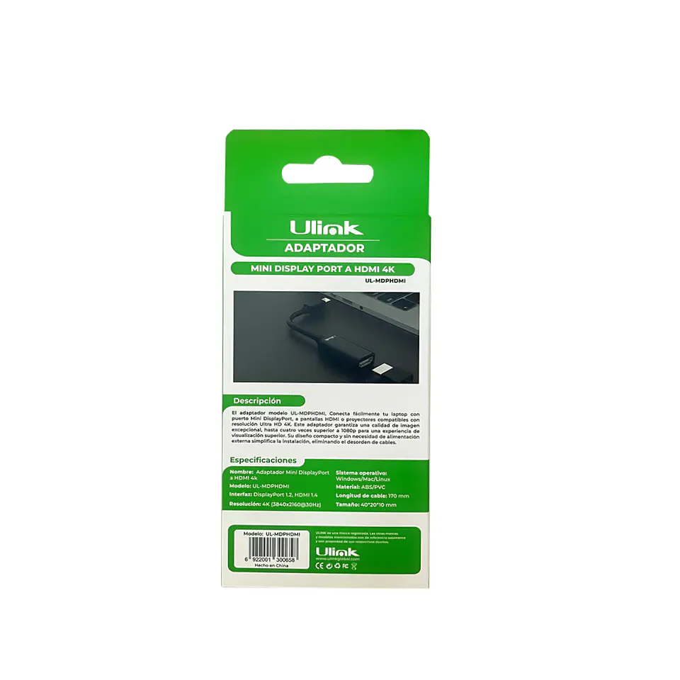 Adaptador de video Mini Display Port Macho a HDMI hembra 2