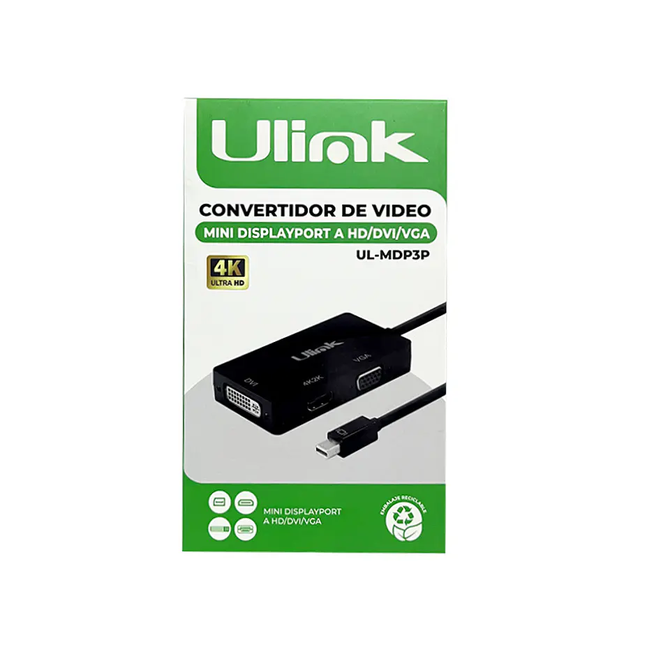 Adaptador de imagen MINI DISPLAY PORT a HDMI, VGA y DVI 4