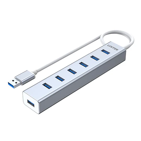 HUB 7 puertos USB 3.0 aluminio con fuente 5V2A Y-3090