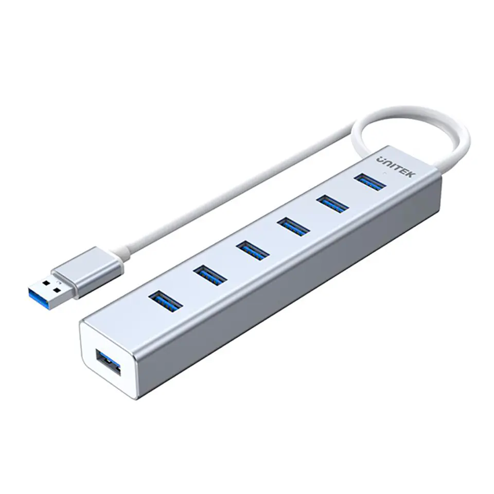 HUB 7 puertos USB 3.0 aluminio con fuente 5V2A Y-3090 1