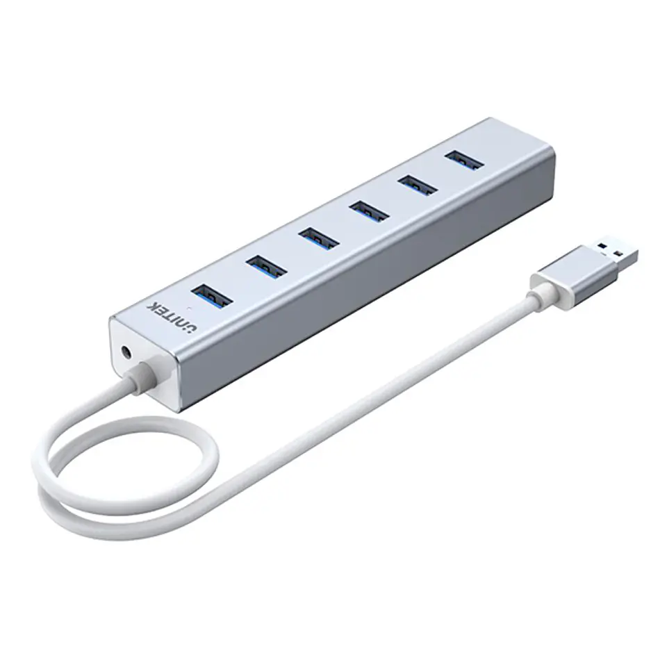HUB 7 puertos USB 3.0 aluminio con fuente 5V2A Y-3090 5