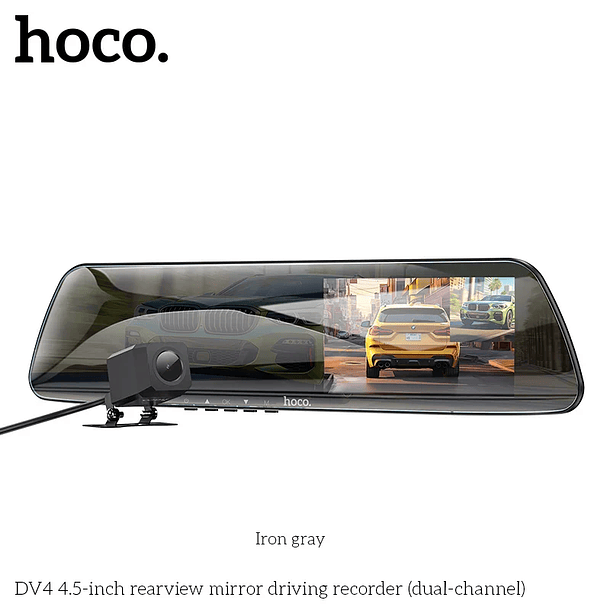 Camra auto HOCO DV4 gris espejo retrovisor  1