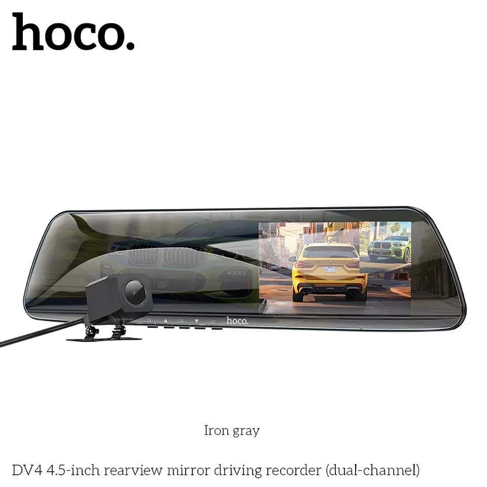Camra auto HOCO DV4 gris espejo retrovisor  1