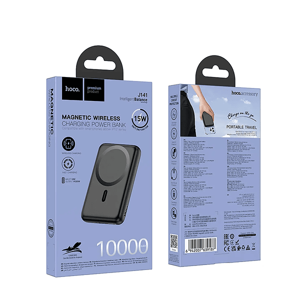 Powerbank portatil HOCO J141 10.000mah inalambrica magnetica PD20W  5