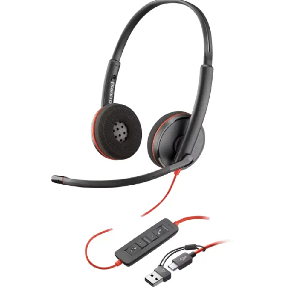 Audífonos Poly Blackwire 3220 + Adaptador Usb-c/a Negro  1