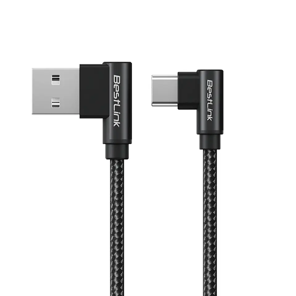 Cable de carga y datos USB-A a USB-C 3.0A Trenzado en L 1