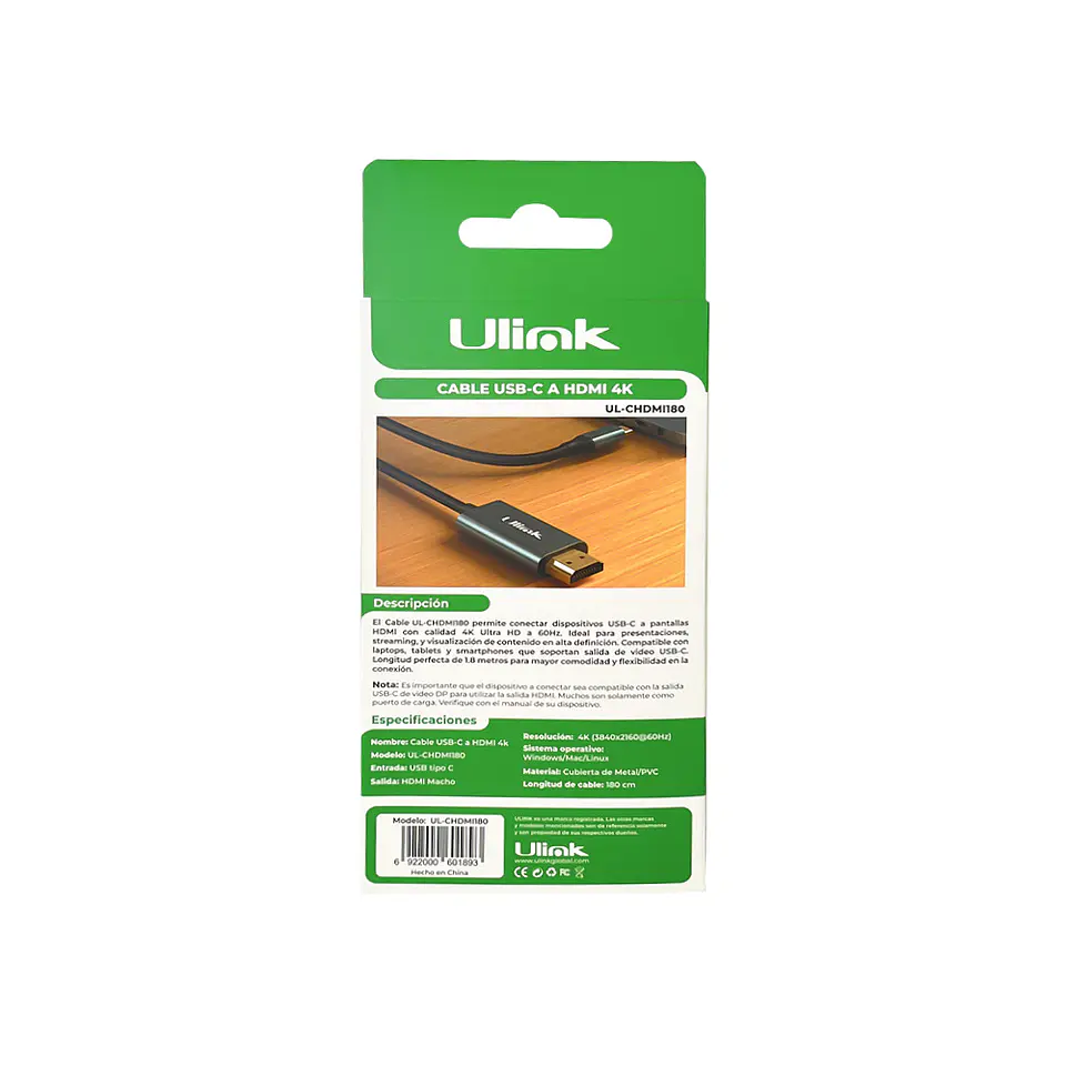 Cable de imagen USB-C a HDMI 4K@60Hz  4